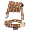 Touchdog 'Caliber' Designer Embroidered Fashion Pet Dog Leash And Collar Combination - Brown Pattern - Small