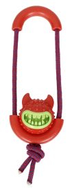 Pet Life Sling-Away Treat Dispensing Launcher With Natural Jute, Squeak Rubberized Dog Toy - Red