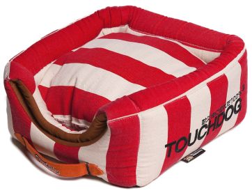 Touchdog Polo-Striped Convertible and Reversible Squared 2-in-1 Collapsible Dog House Bed - PB36RDLG