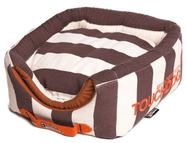 Touchdog Polo-Striped Convertible and Reversible Squared 2-in-1 Collapsible Dog House Bed - PB36BRLG