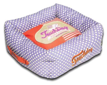 Touchdog Polka-Striped Polo Easy Wash Squared Fashion Dog Bed - Large