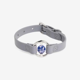 Luxury Spill-Proof Dog Collar Embedded with Healing Crystal - Sea Lavender - X-Small