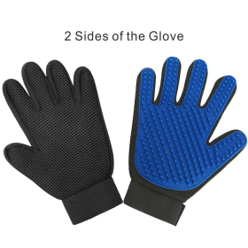 Pet Hair Deshedding Brush Comb Glove For Pet Dog Cleaning Massage Glove - Black & Blue - Left And Right