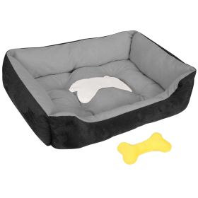 Pet Dog Bed Soft Warm Fleece Puppy Cat Bed Dog Cozy Nest Sofa Bed Cushion Mat S Size - S - Black