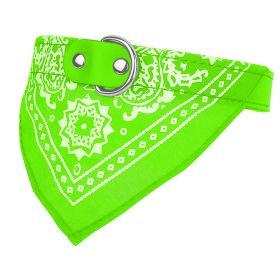 Adjustable Bandana Leather Pet Collar Triangle Scarf - Green - M