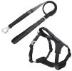 Pet Life 'Geo-prene' 2-in-1 Shock Absorbing Neoprene Padded Reflective Dog Leash and Harness - Black - Large