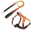 Pet Life 'Geo-prene' 2-in-1 Shock Absorbing Neoprene Padded Reflective Dog Leash and Harness - Orange - Medium