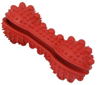 Pet Life 'Denta-Bone' TPR Treat Dispensing and Dental Cleaning Durable Dog Toy - Red