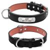 PU Leather Dog Collar Durable Padded Personalized Pet ID Collars Customized for Small Medium Large Dogs Cat Red Black Brown - Black - S