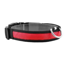 LED Dog Collar USB Rechargeable Adjustable Dog Safety Collar Night Safety Flashing Luminous Light up Collar - Red - M