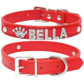 Bling Rhinestone Puppy Dog Collars Personalized Small Dogs Chihuahua - XS - Red