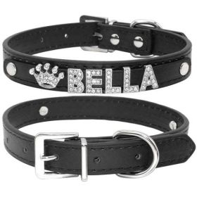 Bling Rhinestone Puppy Dog Collars Personalized Small Dogs Chihuahua - L - black