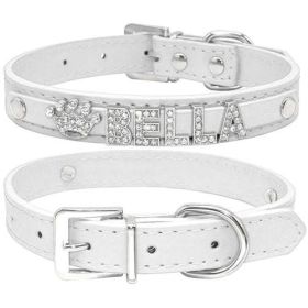 Bling Rhinestone Puppy Dog Collars Personalized Small Dogs Chihuahua - M - white