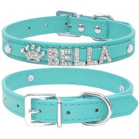 Bling Rhinestone Puppy Dog Collars Personalized Small Dogs Chihuahua - XS - Blue