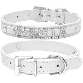 Bling Rhinestone Puppy Dog Collars Personalized Small Dogs Chihuahua - L - white