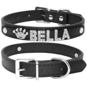 Bling Rhinestone Puppy Dog Collars Personalized Small Dogs Chihuahua - M - black