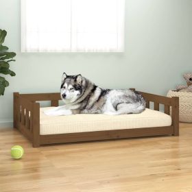 Dog Bed Honey Brown 41.5"x29.7"x11" Solid Wood Pine - Brown