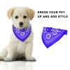 Adjustable Bandana Leather Pet Collar Triangle Scarf - Blue - M