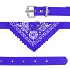 Adjustable Bandana Leather Pet Collar Triangle Scarf - Blue - L