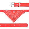 Adjustable Bandana Leather Pet Collar Triangle Scarf - Red - M