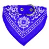 Adjustable Bandana Leather Pet Collar Triangle Scarf - Blue - L