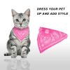 Adjustable Bandana Leather Pet Collar Triangle Scarf - Pink - S