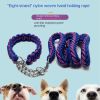 Eight-strand nylon braided dog collar leash dog chain impact blasting chain pet leash - Blue and black - M