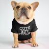 dog clothes starling English short bulldog pet clothing round collar T-shirt Teddy than panda dog clothing - black - M