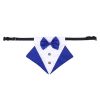 wedding suit dog collar pet saliva towel dog wedding triangle scarf - Blue white triangular scarf collar suit - L