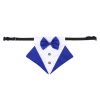 wedding suit dog collar pet saliva towel dog wedding triangle scarf - Blue white triangular scarf collar suit - M