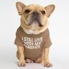 dog clothes starling English short bulldog pet clothing round collar T-shirt Teddy than panda dog clothing - khaki - L