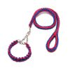 Eight-strand nylon braided dog collar leash dog chain impact blasting chain pet leash - Red and blue - S