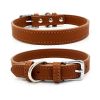 New Soft Puppy Collar For Dog And Cat; Leather Pet Collar Necklace For Small Medium Dog; adjustable dog collar - Light Brown - S:1.5cm*37cm