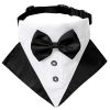 wedding suit dog collar pet saliva towel dog wedding triangle scarf - Black and white triangular scarf collar suit - S