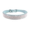 Dog Collar Crystal Glitter Rhinestone Pet Collars Zinc Alloy Buckle Collar For Small Medium Dogs Cats Chihuahua Pug Dog Collar - light blue - M