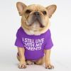 dog clothes starling English short bulldog pet clothing round collar T-shirt Teddy than panda dog clothing - purple - 2XL