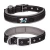 Pet dog collar; diving cloth reflective nylon collar; medium and large dog collar - Black ribbon: grey - M 2.5*(38-48)CM