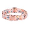 Sunflower pet collar cotton breathable dog collar pet supplies wholesale - Floral blue - M width 2.0 adjustment 31-50CM