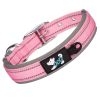 Pet dog collar; diving cloth reflective nylon collar; medium and large dog collar - Black ribbon: dark blue - M 2.5*(38-48)CM