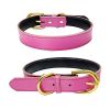 Genuine Leather Dog Collar; Wide Dog Collar; Soft Padded Breathable Adjustable Tactical Waterproof Pet Collar - Rose red - S 37*1.5cm