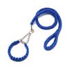 Eight-strand nylon braided dog collar leash dog chain impact blasting chain pet leash - blue - XL