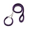 Eight-strand nylon braided dog collar leash dog chain impact blasting chain pet leash - blue - L