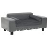 Dog Sofa Gray 31.9"x16.9"x12.2" Plush and Faux Leather - Grey