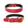 Genuine Leather Dog Collar; Wide Dog Collar; Soft Padded Breathable Adjustable Tactical Waterproof Pet Collar - Rose red - L 51*2.5cm