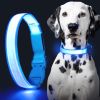 Solar And USB Rechargeable Light Up Pet Collar Waterproof LED Dog & Cat Collars For Night Walking - Blue - M