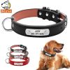 PU Leather Dog Collar Durable Padded Personalized Pet ID Collars Customized for Small Medium Large Dogs Cat Red Black Brown - Black - S