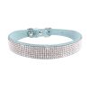 Dog Collar Crystal Glitter Rhinestone Pet Collars Zinc Alloy Buckle Collar For Small Medium Dogs Cats Chihuahua Pug Dog Collar - light blue - L