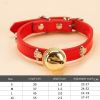 Leather Pet Collars Pet paw print bone alloy bell collar dog collar Best Santa Xmas Gifts cat collar - red - S