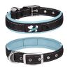 Pet dog collar; diving cloth reflective nylon collar; medium and large dog collar - Black ribbon: light blue - S 2.0*(28-38)CM