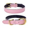 Genuine Leather Dog Collar; Wide Dog Collar; Soft Padded Breathable Adjustable Tactical Waterproof Pet Collar - Powder - M 42*2.0cm